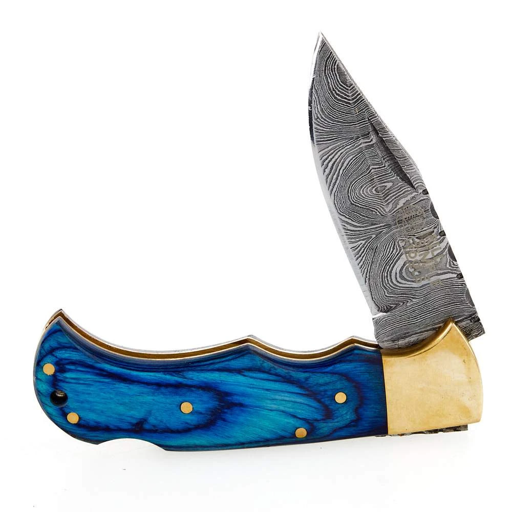 Rill Simple Tools Azul Damascus Folding Skinner W/Sheath 018 - Image 2