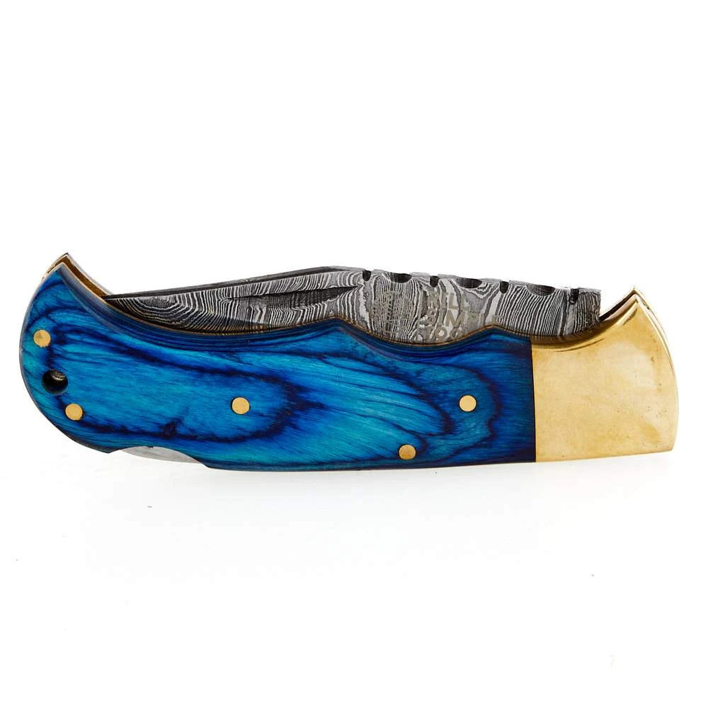 Rill Simple Tools Azul Damascus Folding Skinner W/Sheath 018 - Image 3