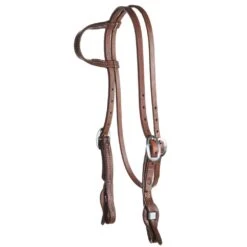 Nrs Tack Oiled 5/8 Inch Single Ear Box Loop Headstall With Throat Latch