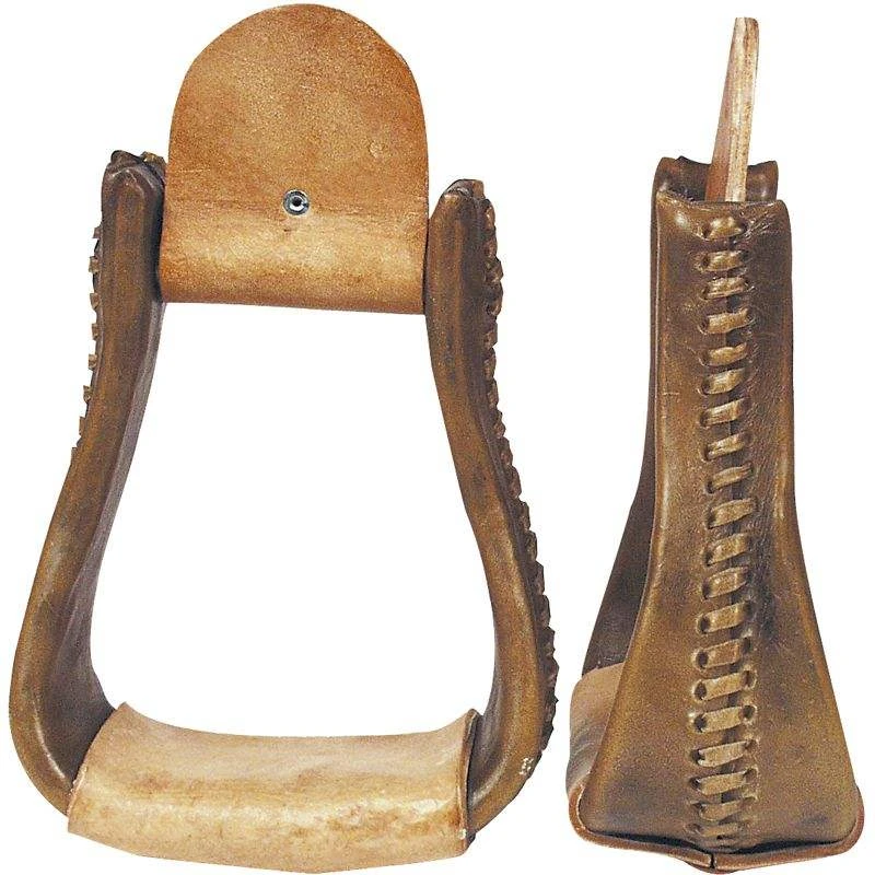 NRS Deluxe Rawhide Covered Wood Bell Stirrups