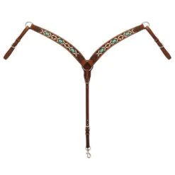 Weaver Leather Turquoise Cross Aztec Contoured Breast Collar