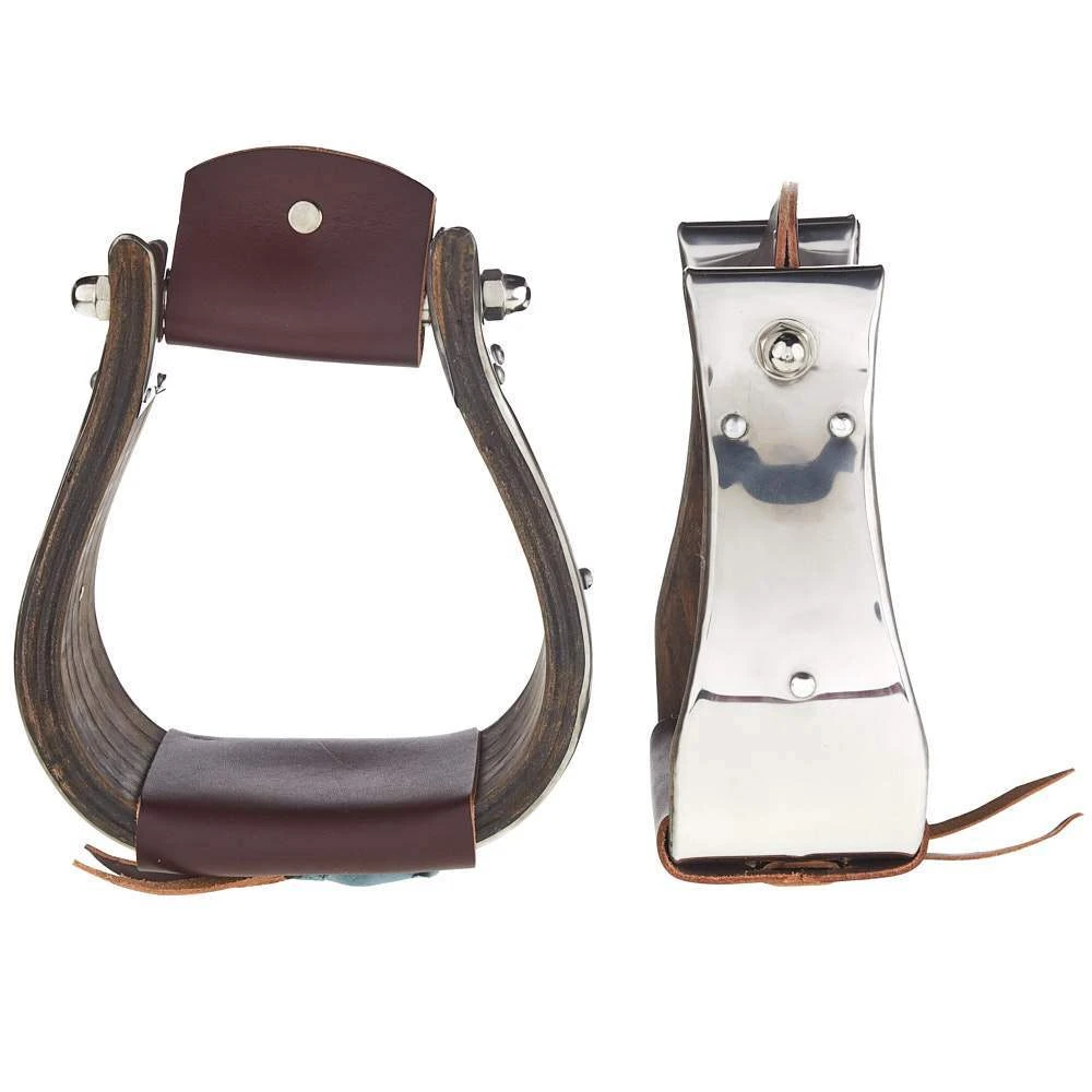 Partrade Trading Corporation Open Range 3 /4in. Dark Wood Monel Stirrups - Image 3