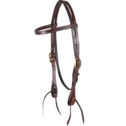 Martin Saddlery Chocolate Skirting Leather Browband Headstall With Heat Colored Buckles