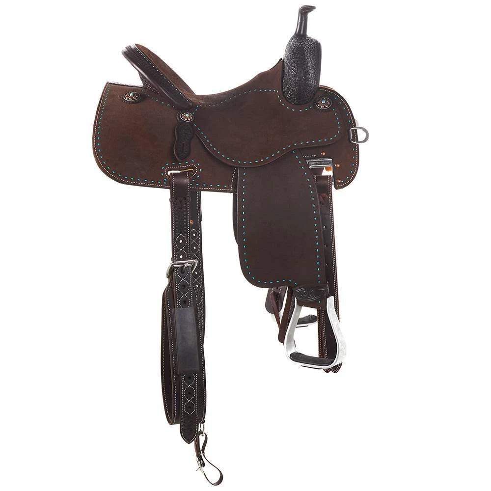 Martin Saddlery Crown C Chocolate Barrel Saddle With Snowflake Tooling - Image 3