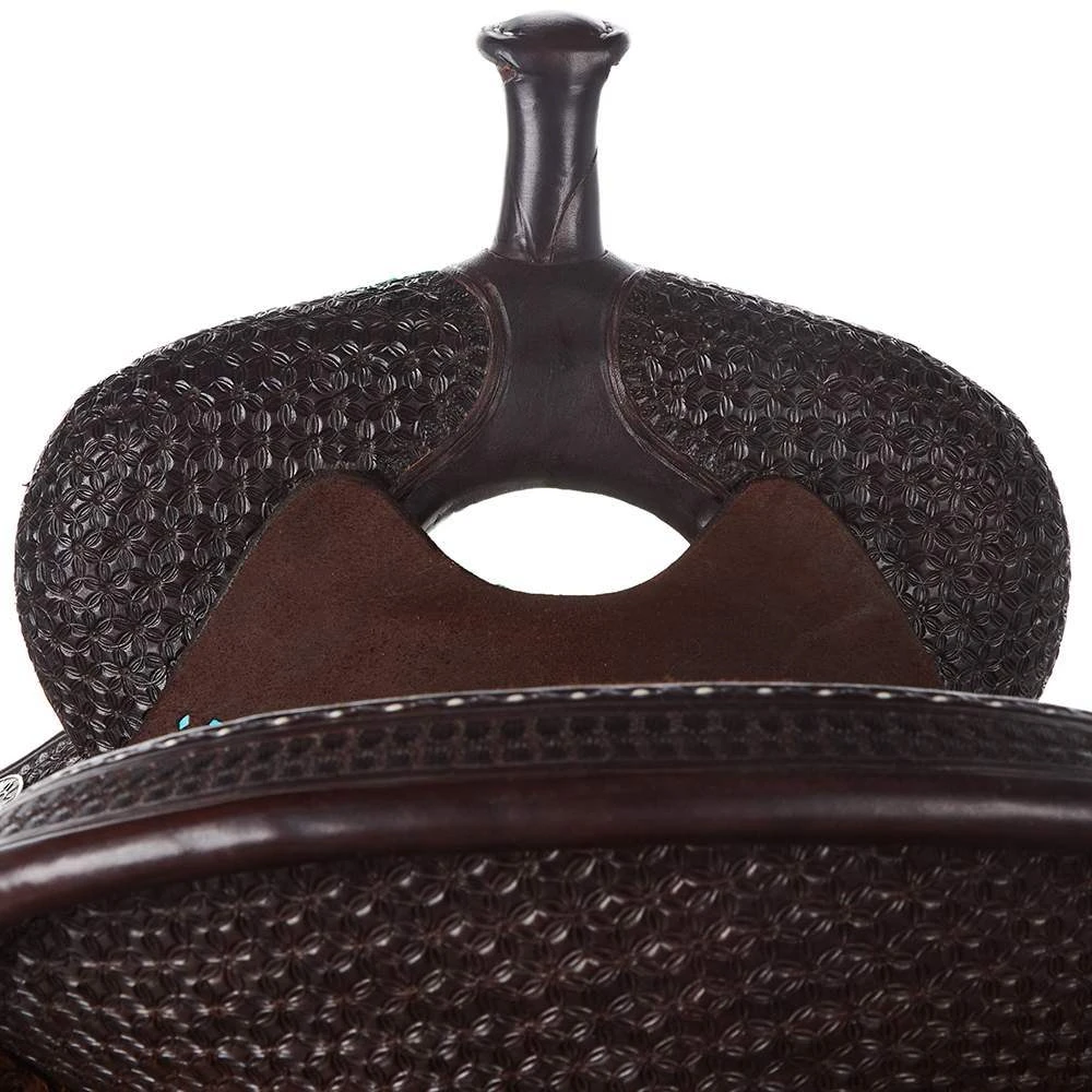 Martin Saddlery Crown C Chocolate Barrel Saddle With Snowflake Tooling - Image 4