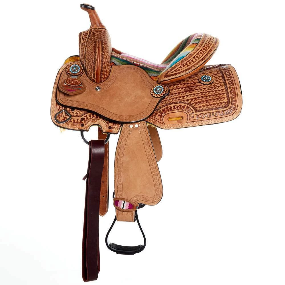 Tough 1 12in. Woven Serape Seat Barrel Saddle - Image 2